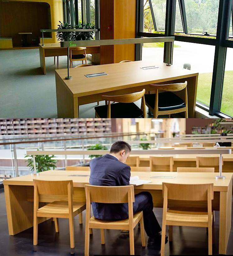 送货上门定制图书馆阅览桌带灯读书桌钢木源头厂家可出技术方案配套