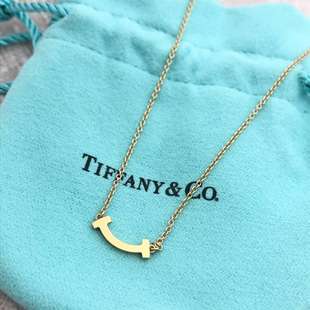 【二手99新】蒂芙尼tiffany18k金镶钻mini微笑项链女项链