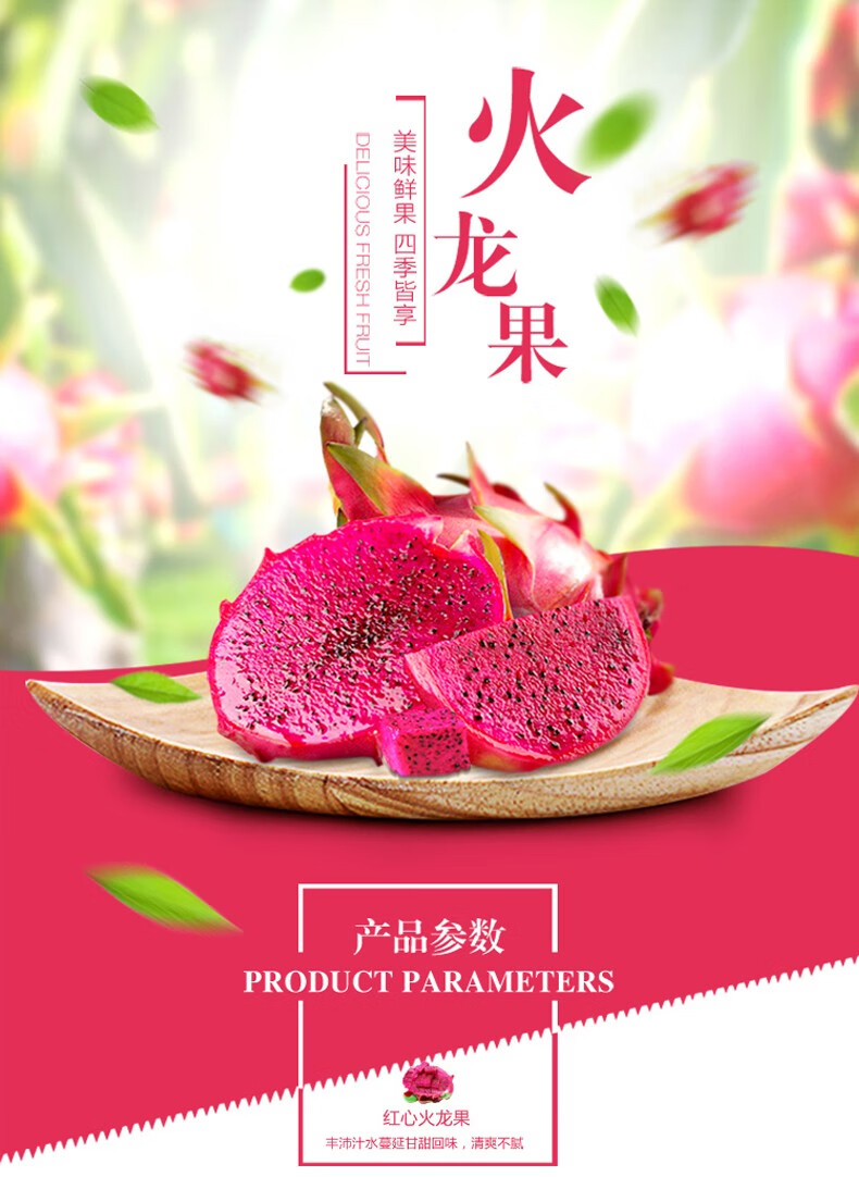 金都一号红心火龙果 应季新鲜水果 京东生鲜 5斤大果(4-6个)