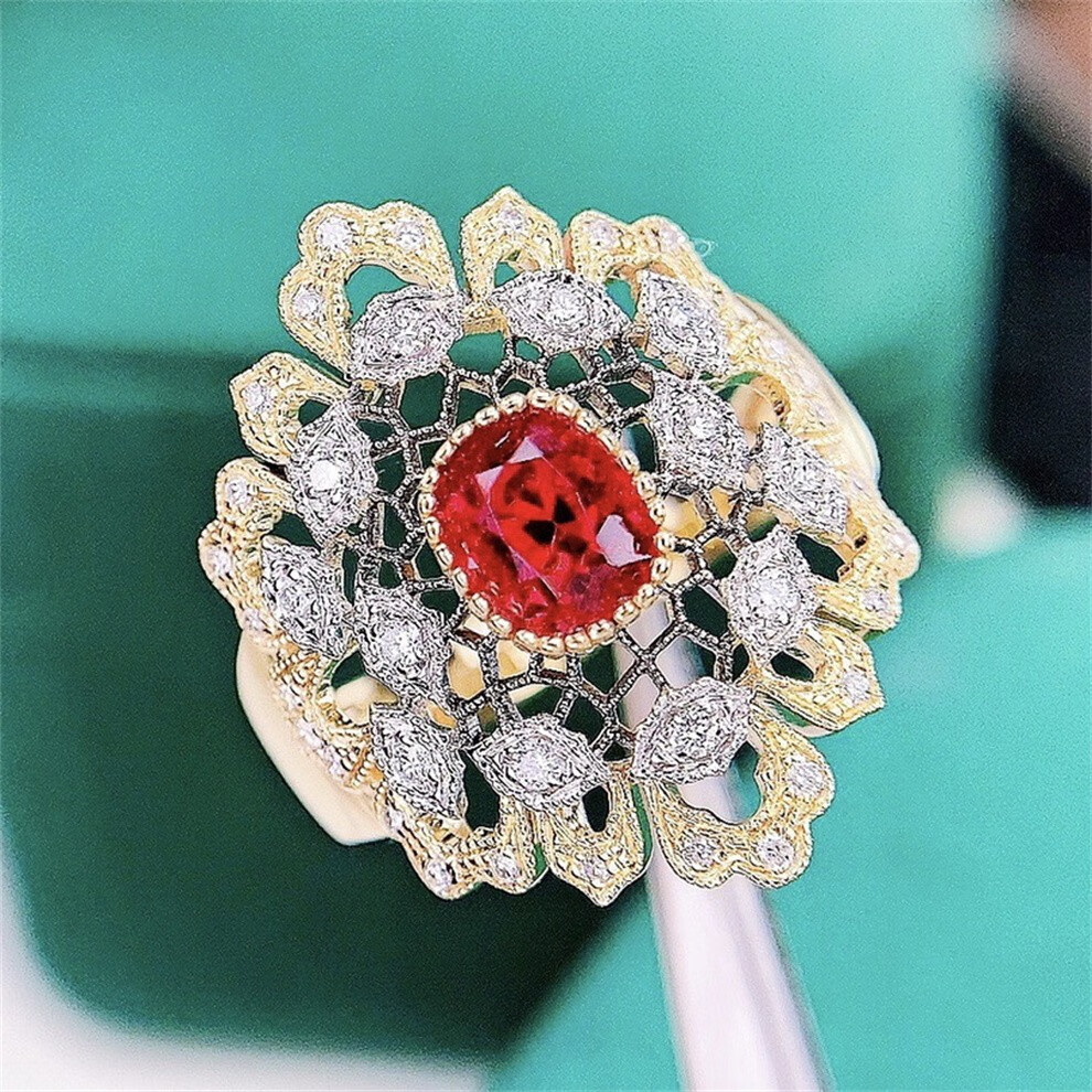 墨辰珠宝绝地武士尖晶石戒指彩色宝石18k金镶嵌裸石重量108ct晶体通透