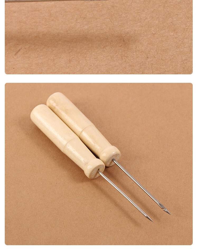 泰档财务装订木柄锥子手动装订针 凭证装订钻子文具账锥钩锥钩针 带钩