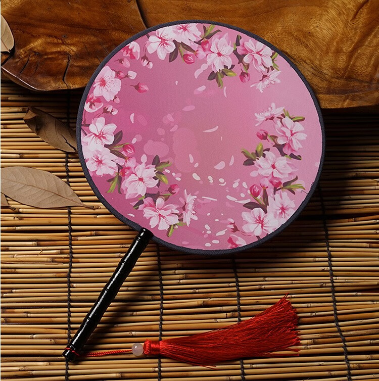 三曼多古风扇子团扇中国风舞蹈夏季古典古装宫廷汉服女扇长柄流苏小圆