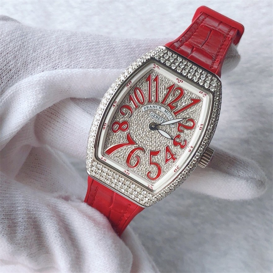 二手99新未使用法兰克穆勒v32精钢后镶钻满天星石英机芯女表手表