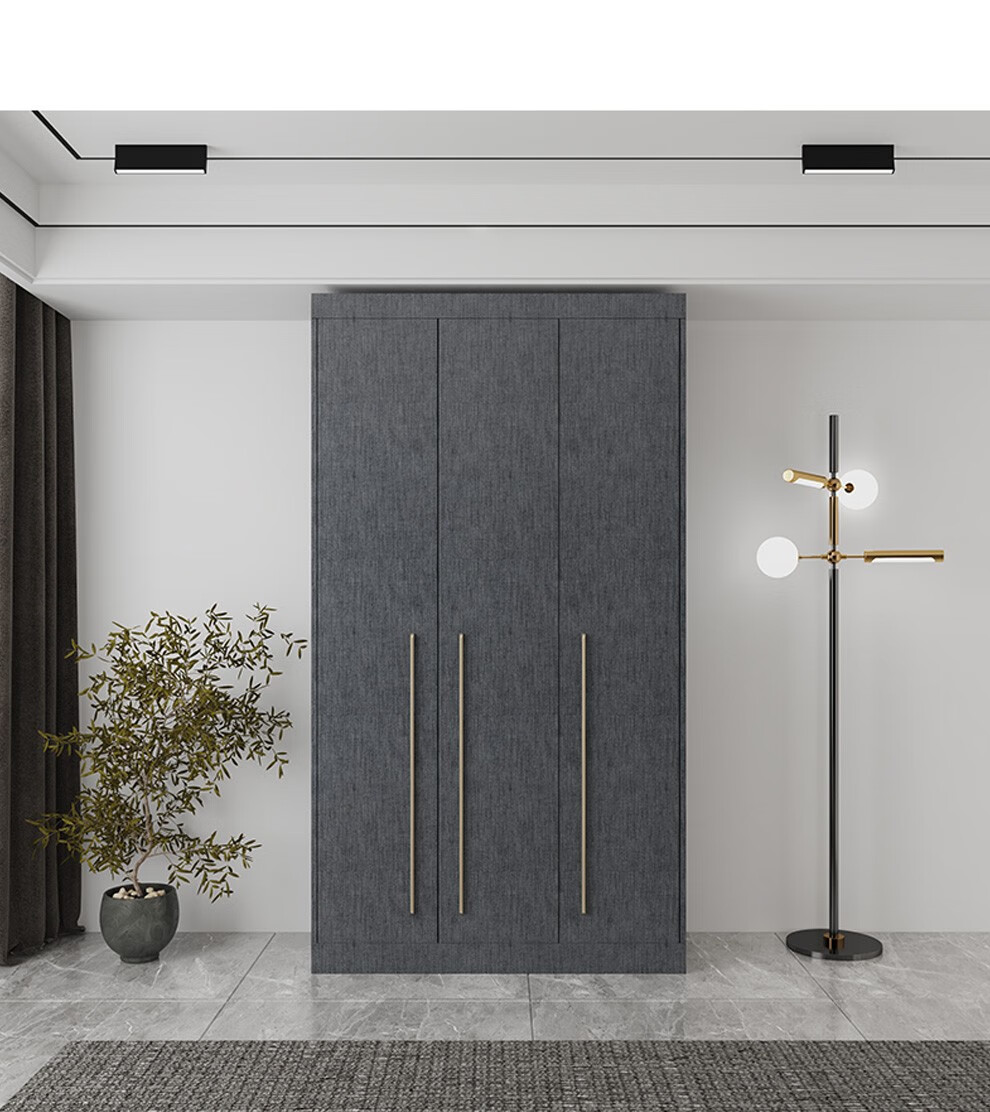 凯沃德现代简约衣柜卧室衣橱储物柜大容量房间灰色衣柜储物柜可定制