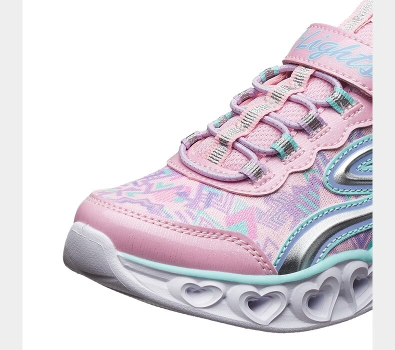 skechers斯凯奇女青少年魔术贴炫酷闪灯鞋卡通印花运动鞋 20180l-lpmt