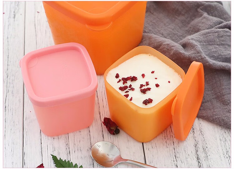 冰淇淋盒子带盖自制冰激凌盒家用制作冷饮盒雪糕模具可冷冻糖果色