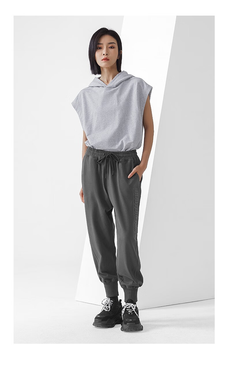 bodydream夏季新款潮流破洞连帽无袖t恤时尚针织宽松休闲无袖帽衫花