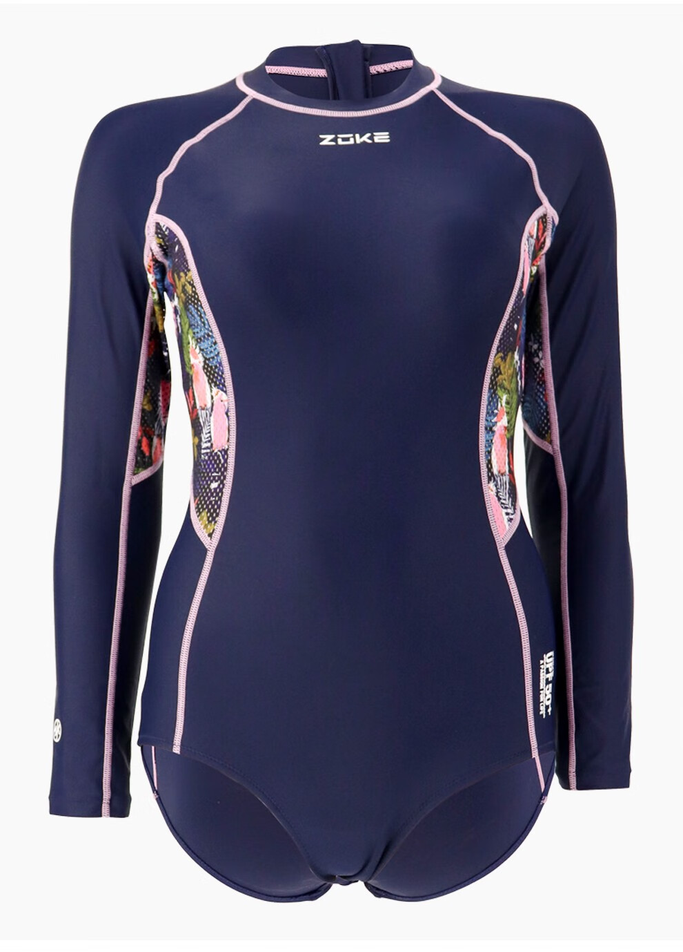 zoke洲克 女士泳衣 连体长袖三角款 游泳健身 度假出游 橙黑/兰玫花