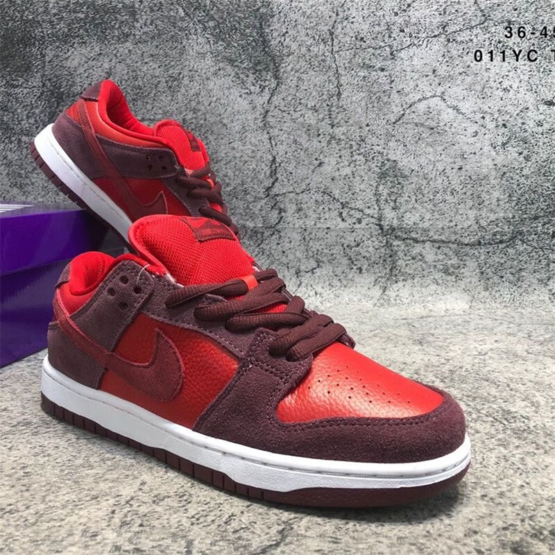 莆田纯原 sb dunk 红樱桃 棕红色厚鞋舌气垫男女同款休闲运动板鞋