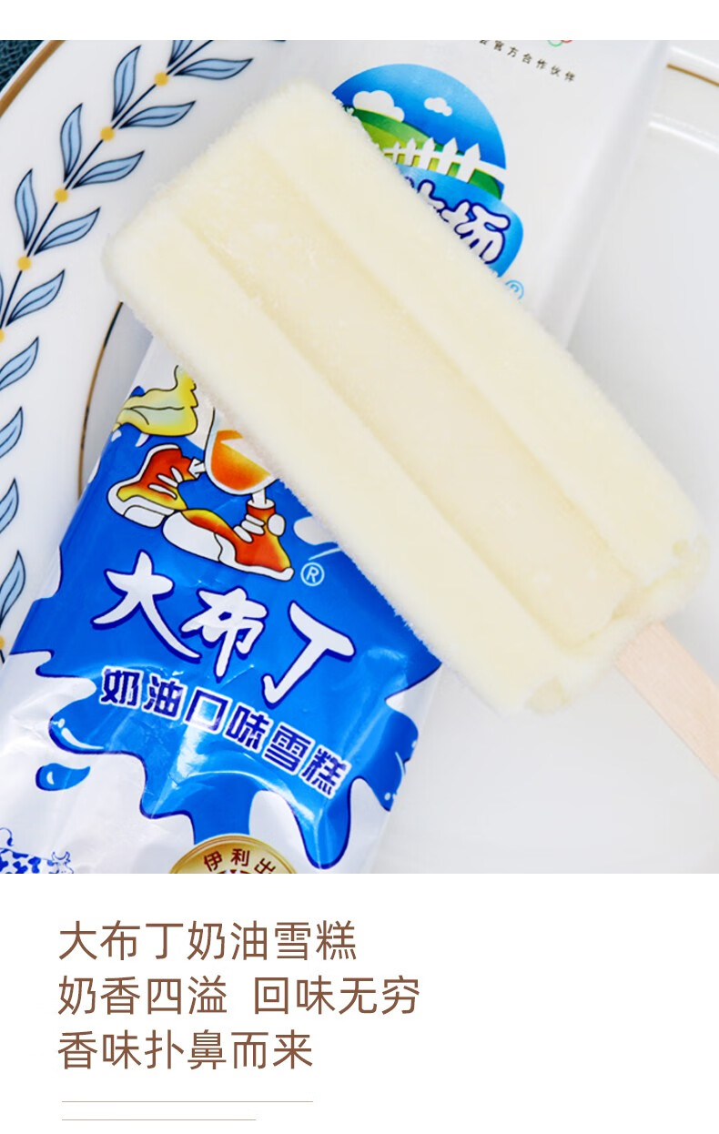 伊利牧场大布丁雪糕 奶油口味 怀旧夏季冷饮冰激凌冰棍棒冰55g*5支
