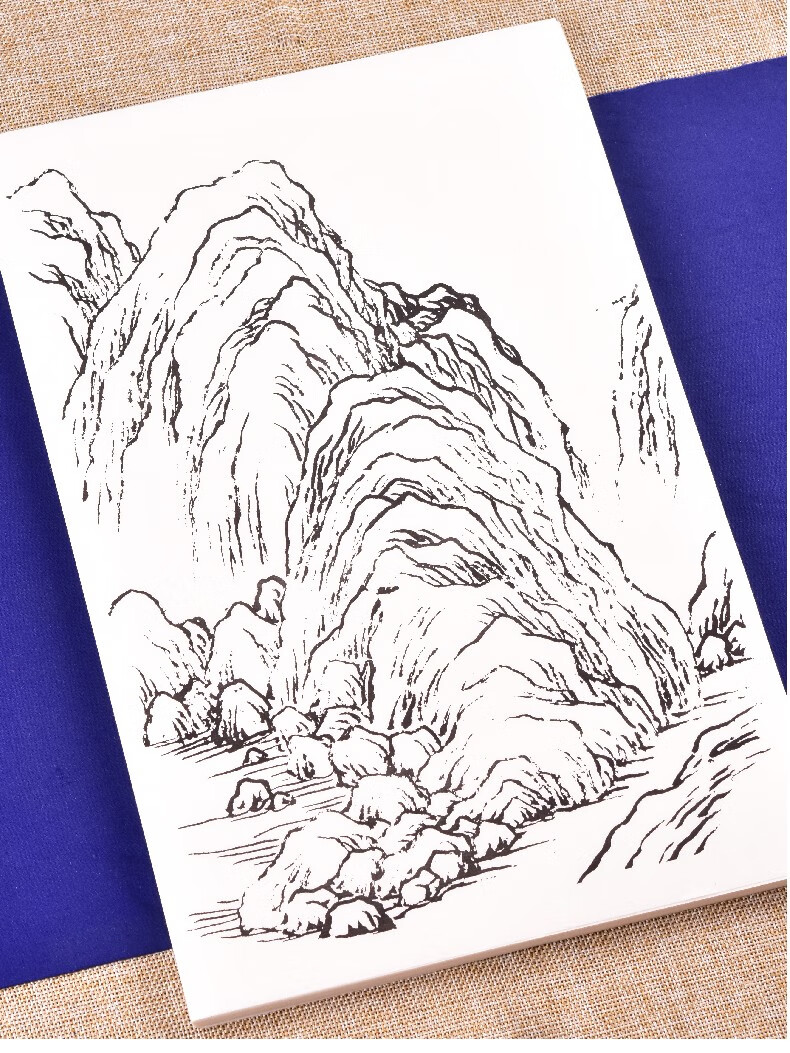 臻言工笔画底稿白描画稿古代传统山水画山水手绘画谱画册线描熟宣纸