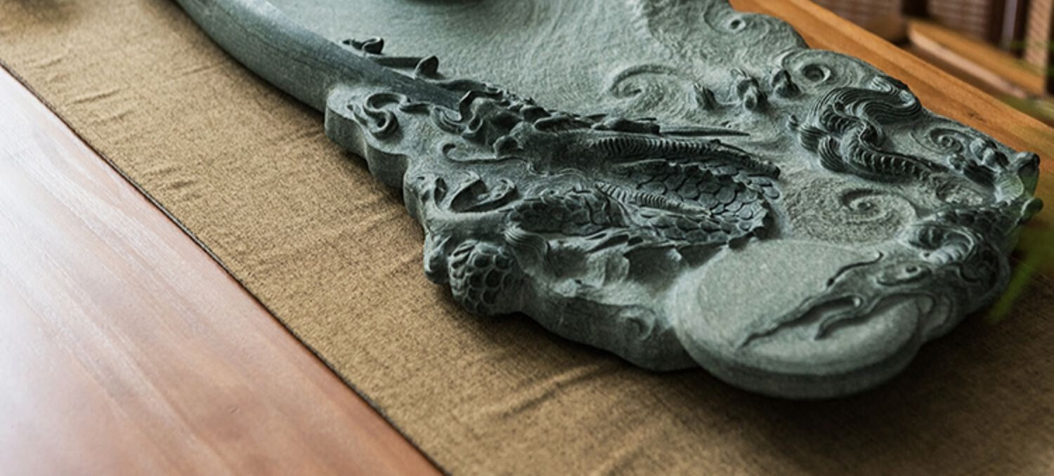 茗石斋 罗源青石茶盘现代轻奢纯手工雕刻青龙新中式高端家用客厅办公