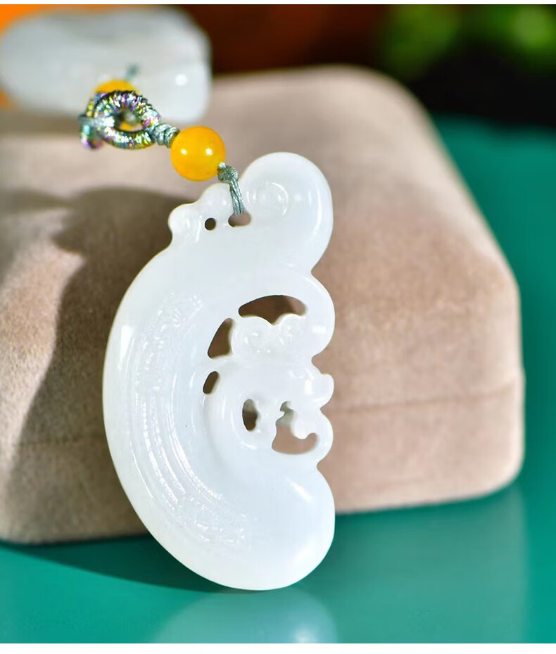 嘉保玉和田玉羊脂白玉龙凤对牌配情侣款吊坠定情信物玉佩挂件送礼物