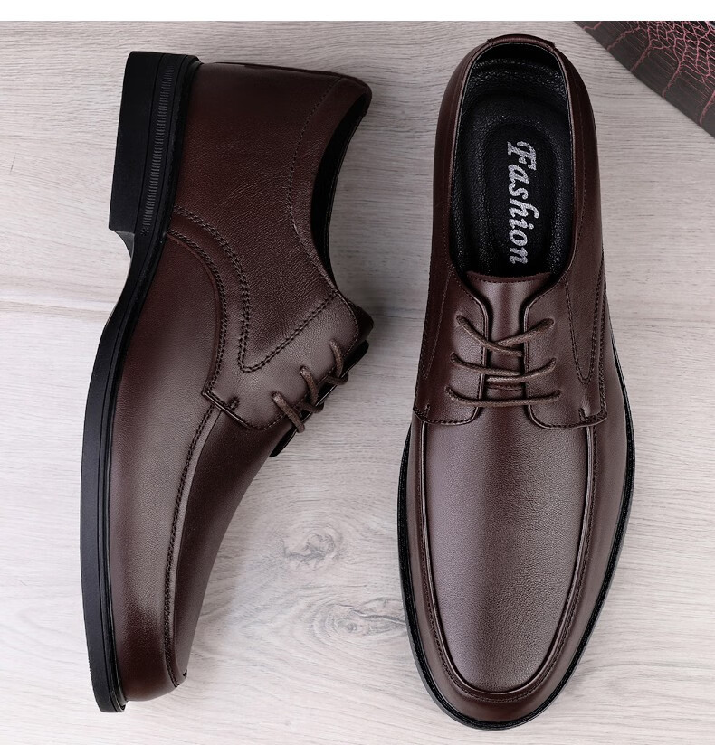 传奇保罗皮鞋男士春季新款中青年正装鞋时尚潮流舒适透气软底男鞋增高
