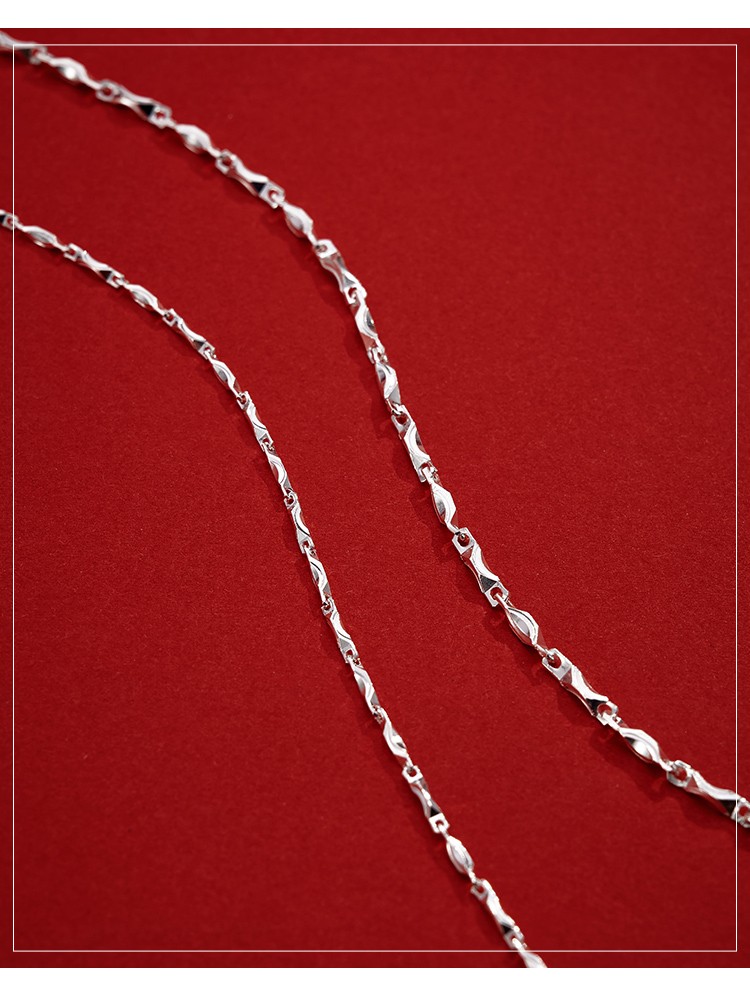 顺钦银楼银项链女锁骨链银饰品女999足银本色元宝链2022新款轻奢小众