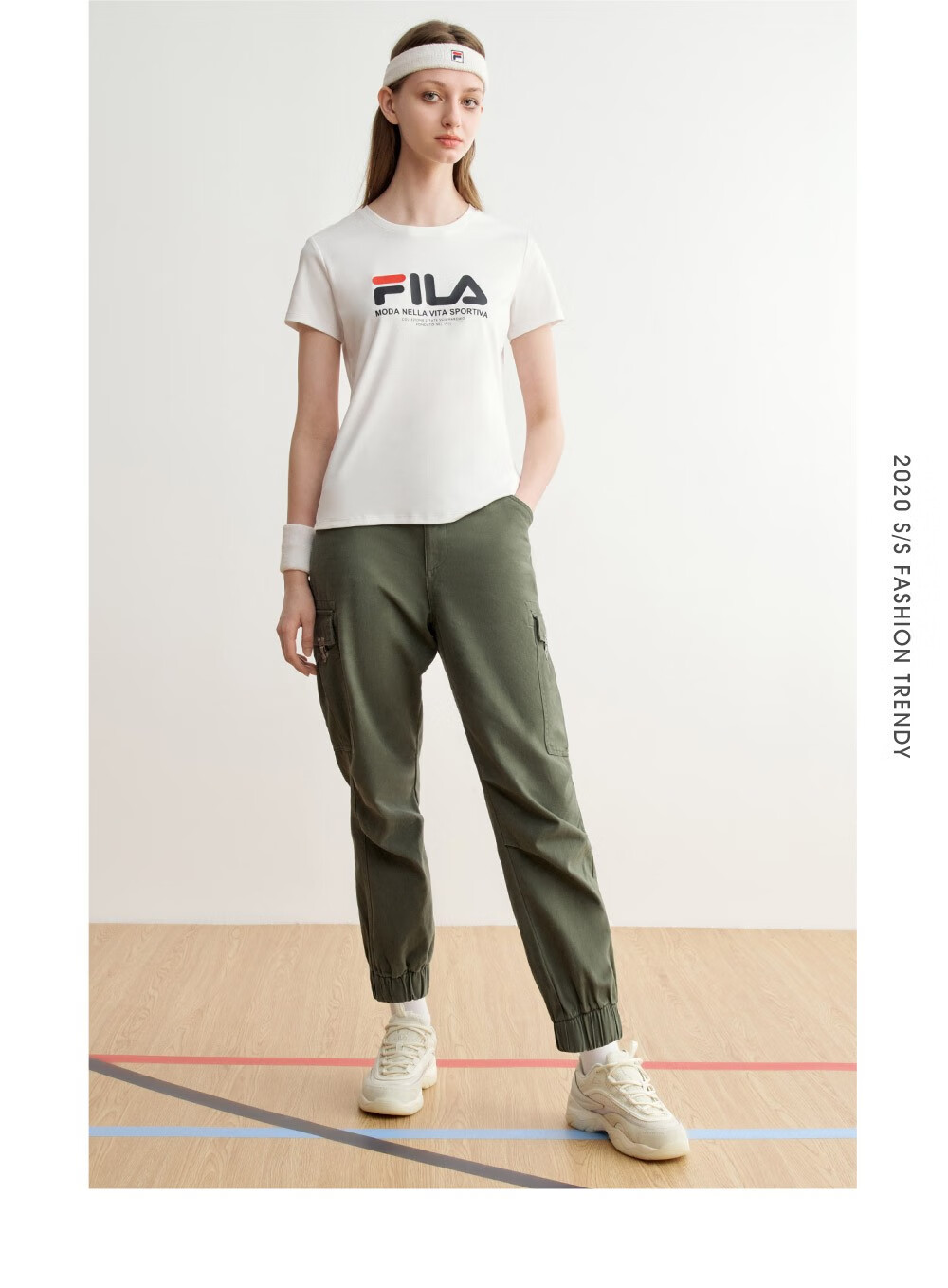 fila斐乐女装whiteline系列官方女子短袖t恤2020夏季新款时尚潮流logo