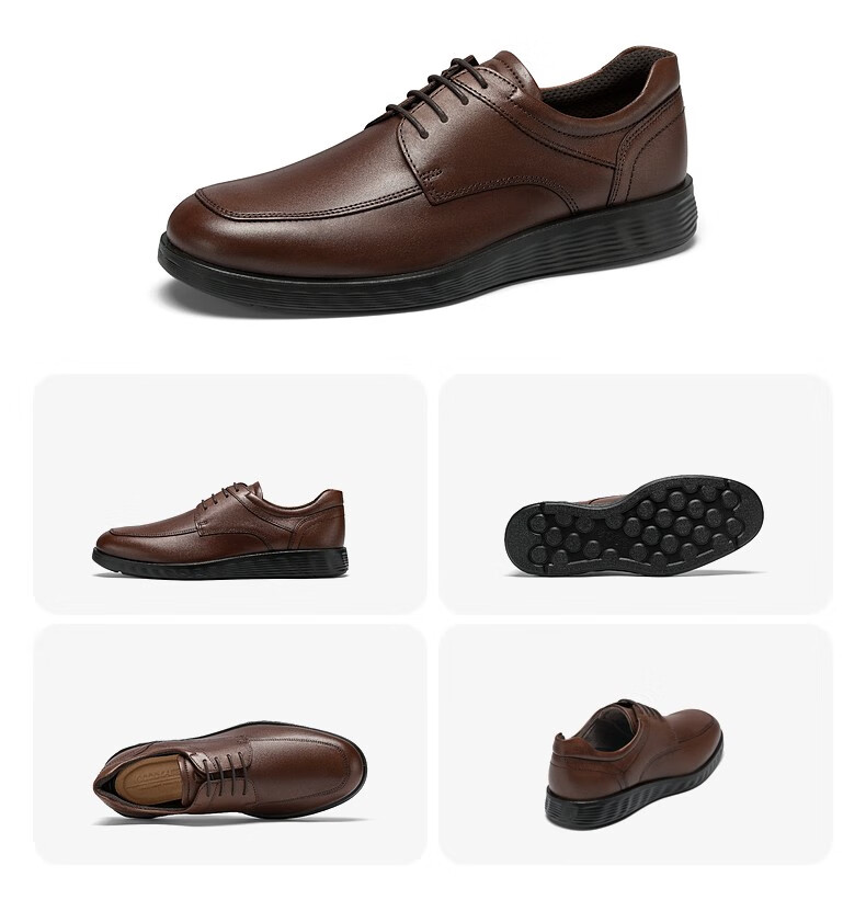 ecco爱步商务皮鞋男2022年新款舒适正装商务通勤德比鞋男 s轻巧混合