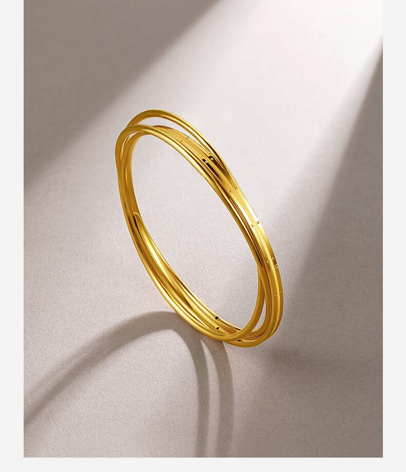 周六福黄金手镯女款5g足金多圈手环三生三世计价58mm137g