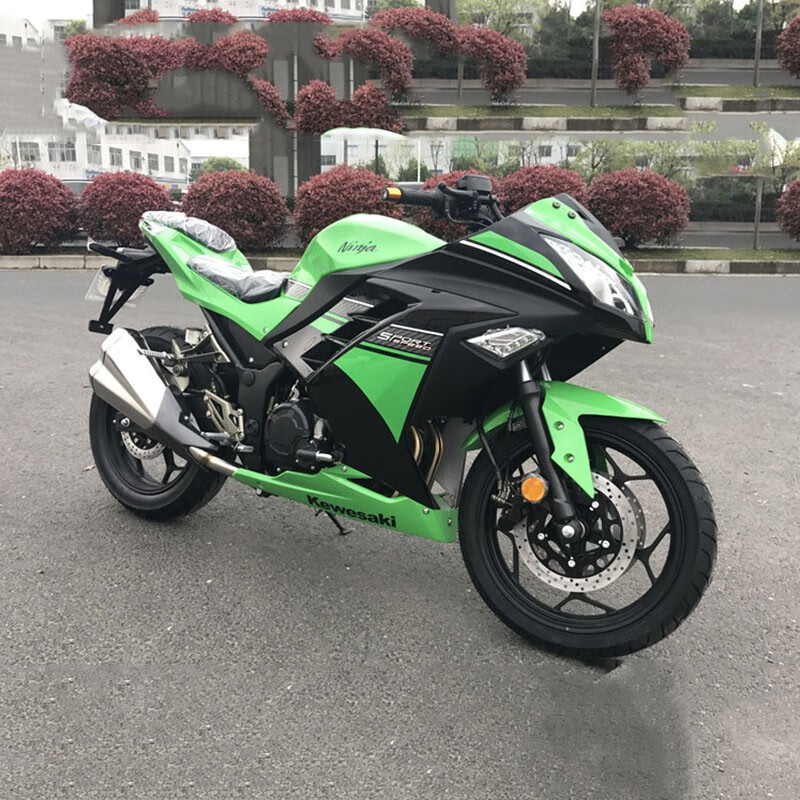 全新v6小忍者摩托车水冷机车国四电喷400cc双缸趴赛abs 绿黑色 国四电
