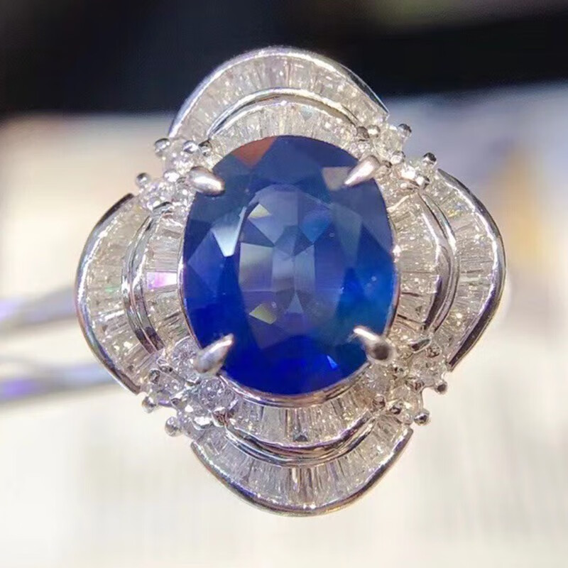 pearlboat蓝宝石珠宝首饰女士戒指女戒18k金镶钻彩宝总重879克主石334