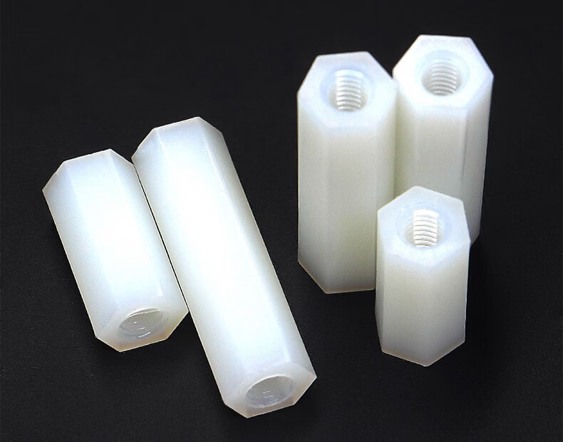 易丝六角尼龙柱 平头双通尼龙柱 隔离柱塑料绝缘支撑柱m2 m2.