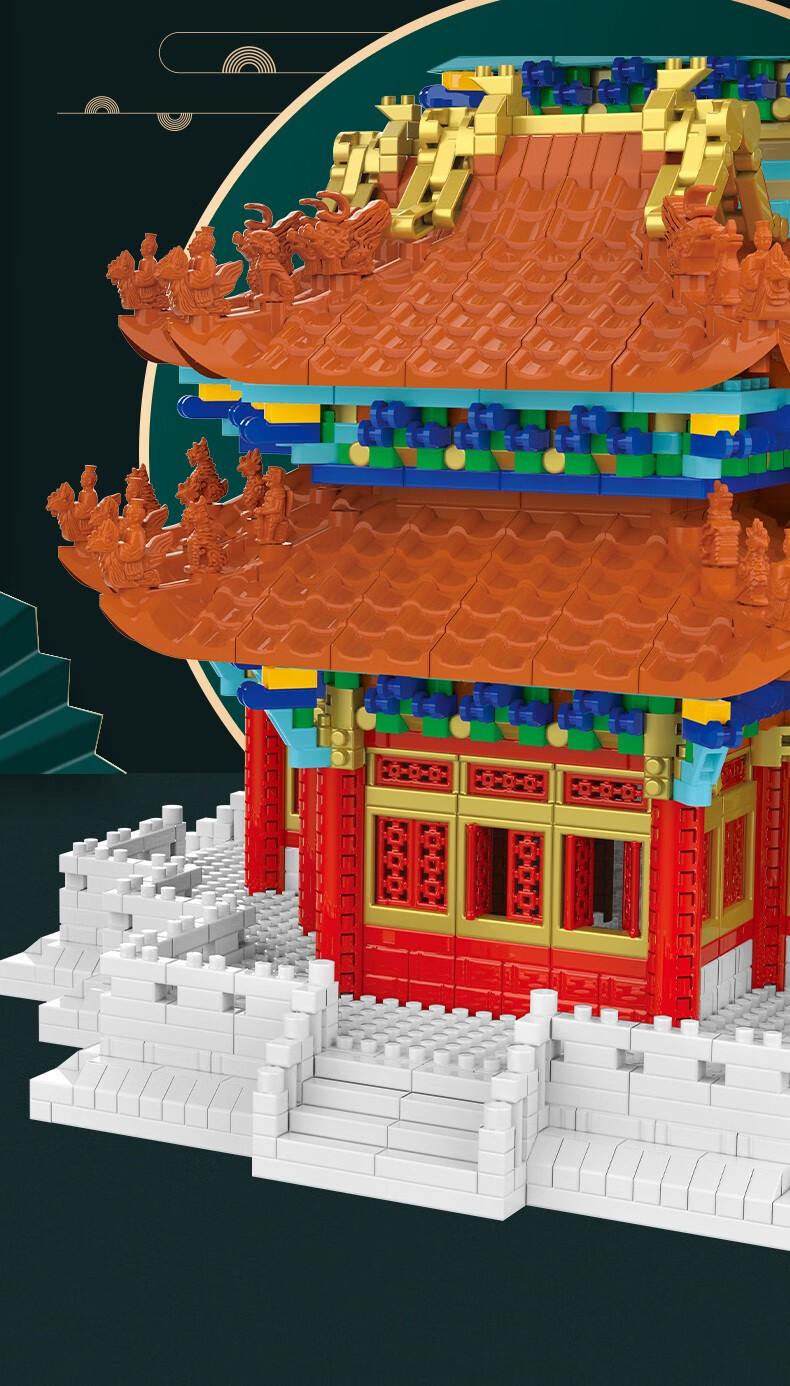 森尼熊森宝积木故宫拼装积木宫殿模型宫廷建筑角楼万春阁微颗粒精 微