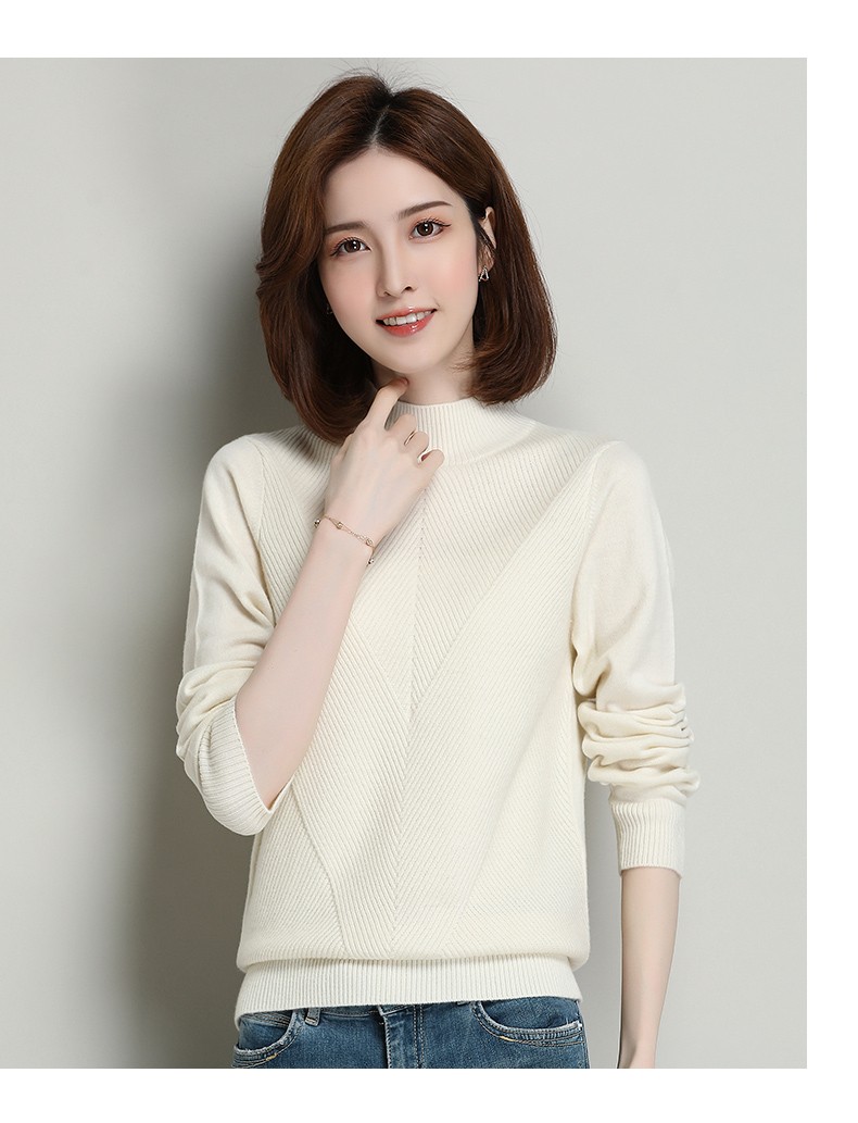 恒源祥羊毛衫女半高领纯色毛衣女2020秋冬新款女士淑女风韩版百搭长袖