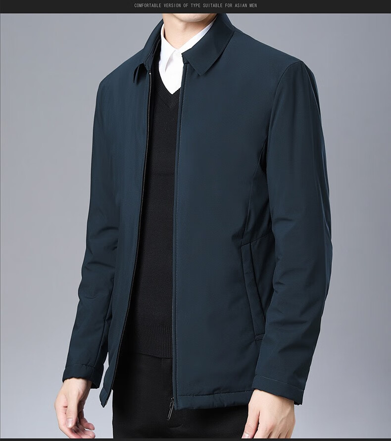 棉服男2020秋冬季新款商务休闲男装棉袄翻领中老年纯色时尚男士棉上衣