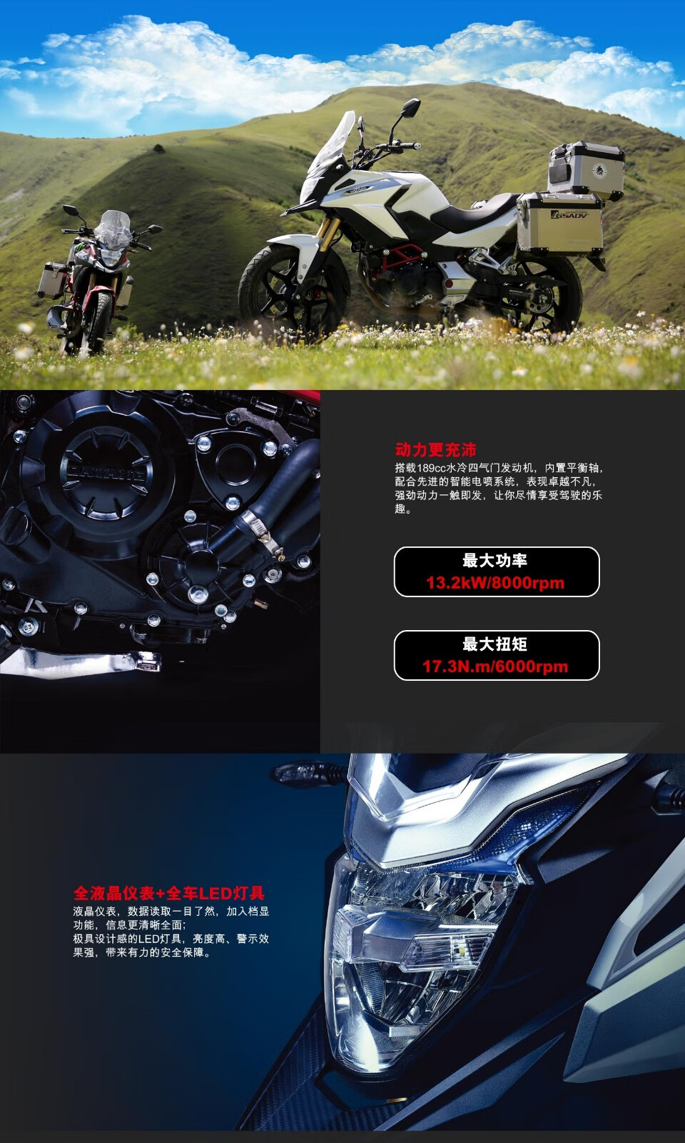 定金大阳天昴dy2006a小排拉力车abscbs版200cc水冷电喷摩托车abs标准