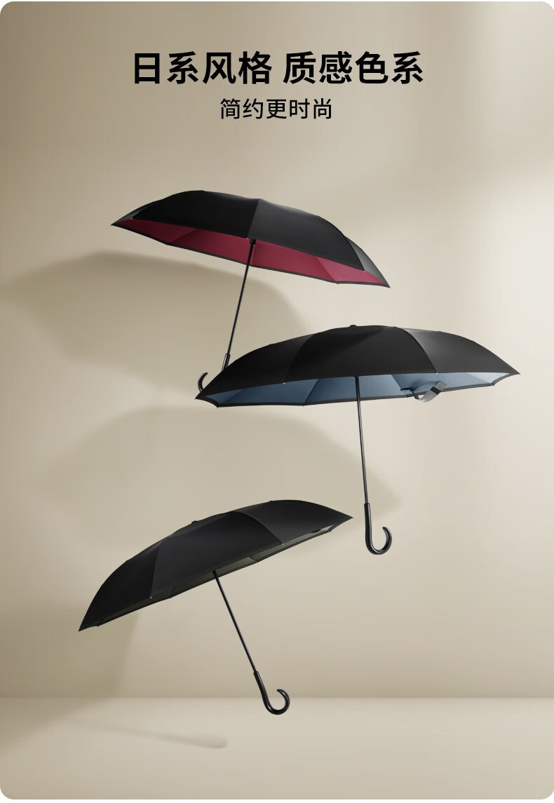 waterfront日本车用伞反向伞车载雨伞反向收合创意长柄双层伞晴雨伞深