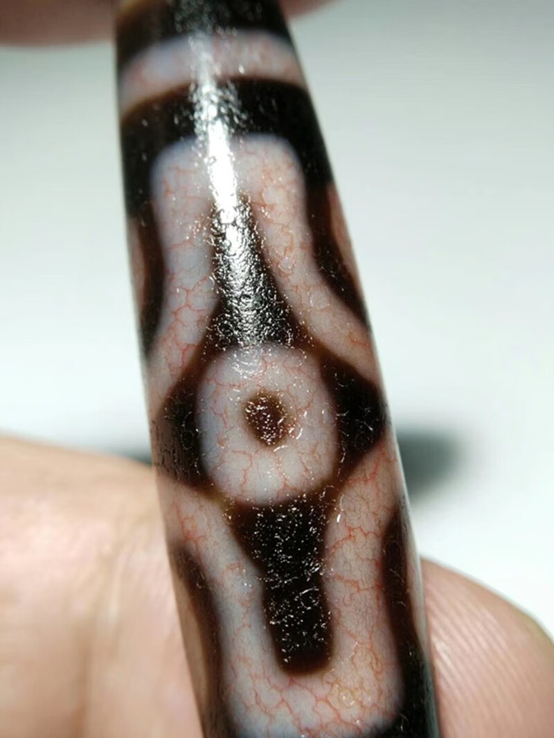 项链古法工艺血丝玛瑙高油风化包浆天珠龙纹血丝六眼天珠附国检证书