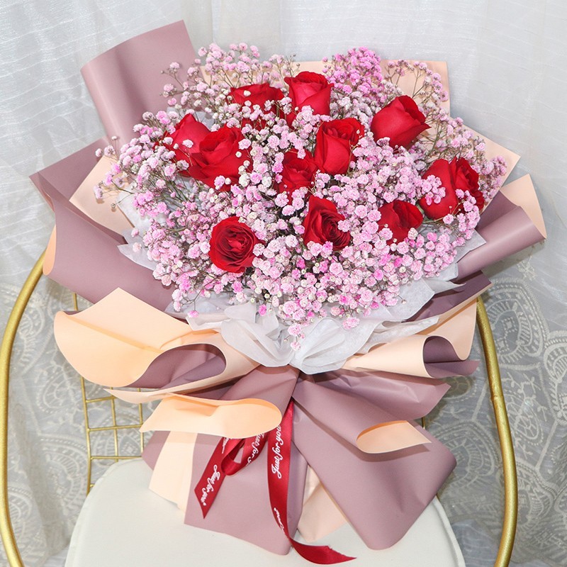 萌达人七夕情人节鲜花速递 红玫瑰花束礼盒求婚表白送女友老婆生日