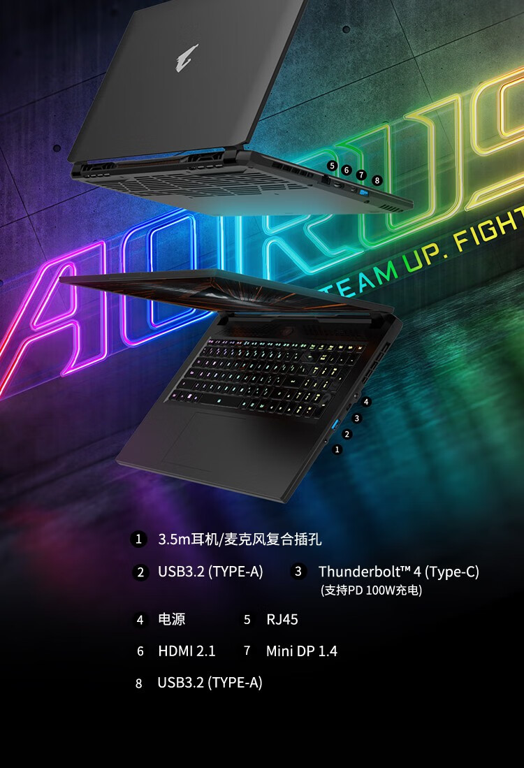 11代新品技嘉gigabyteaorus17g赛博朋克2077机械键盘游戏本i710870h丨