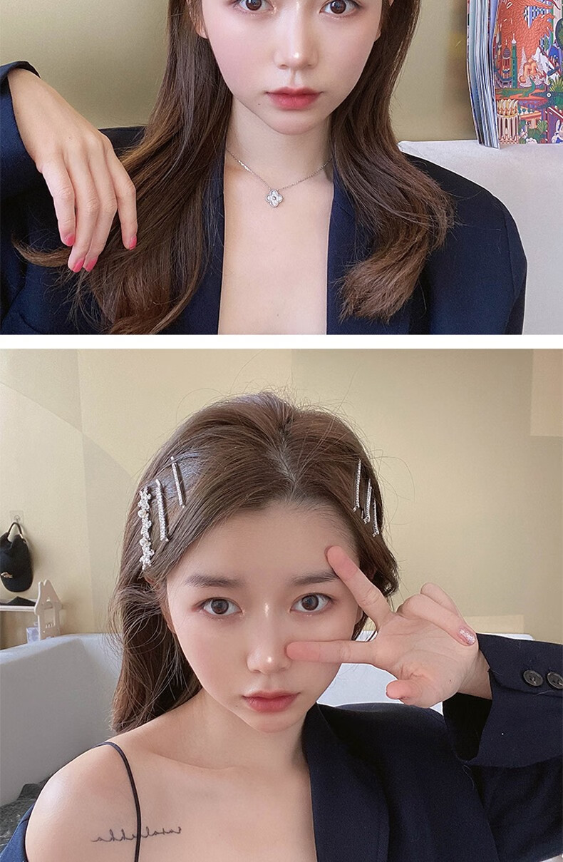 贝仑薇jennie同款超闪甜酷少女满钻发夹水钻发卡一字夹简约网红ins边