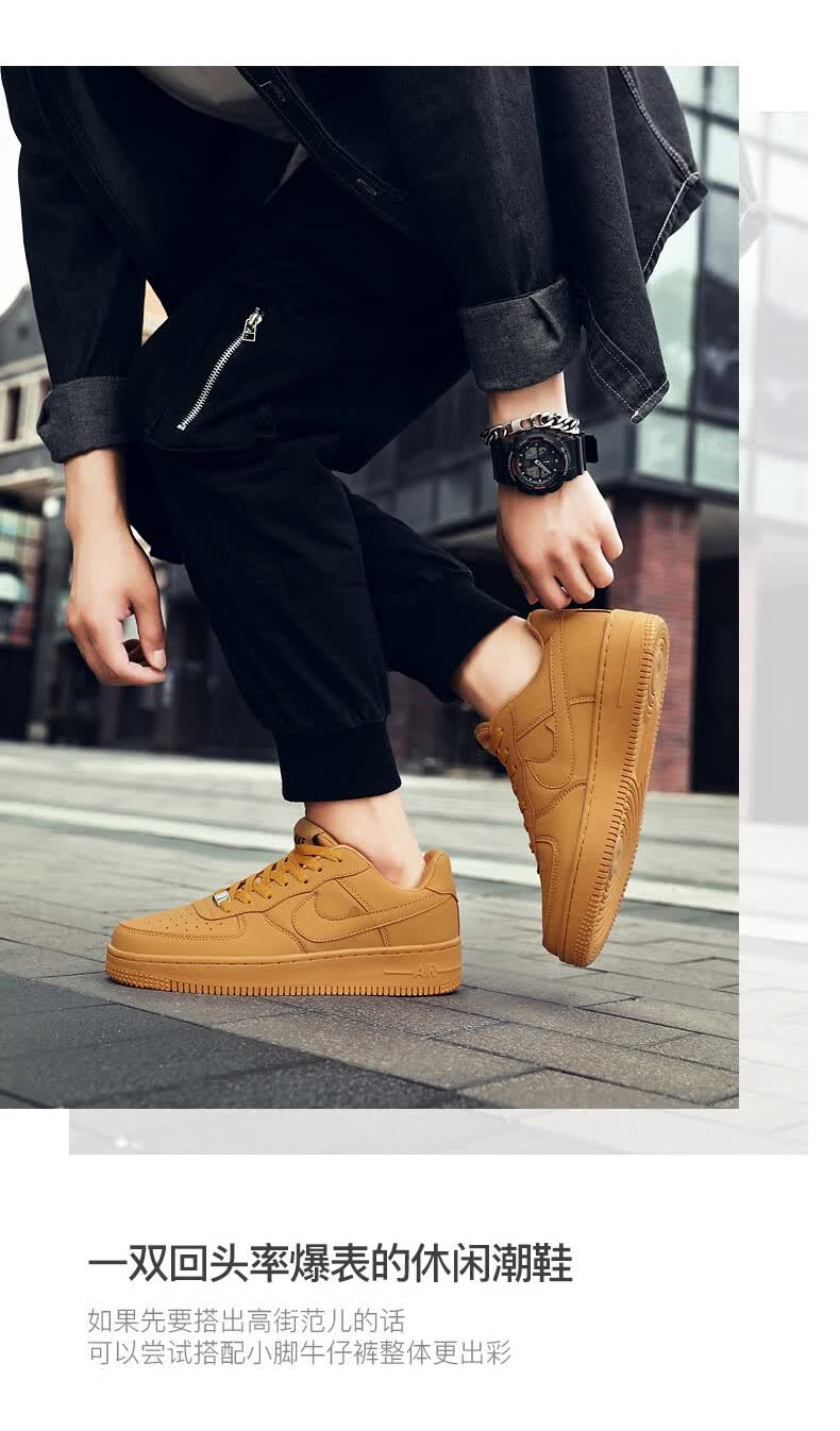 空军一号男莆田鞋af1纯白小麦色低帮板鞋aj运动休闲情侣款小白鞋子女a