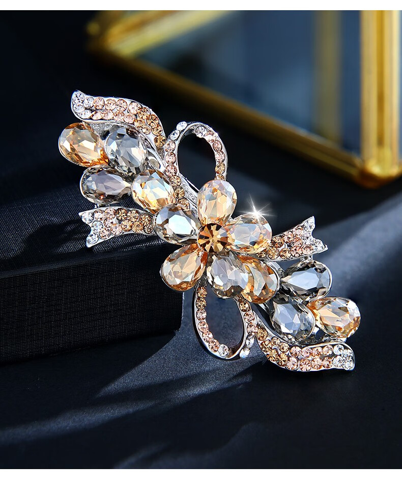 品牌发夹女新款优雅气质蝴蝶结头饰水钻发卡顶夹弹簧夹发饰情人节礼物