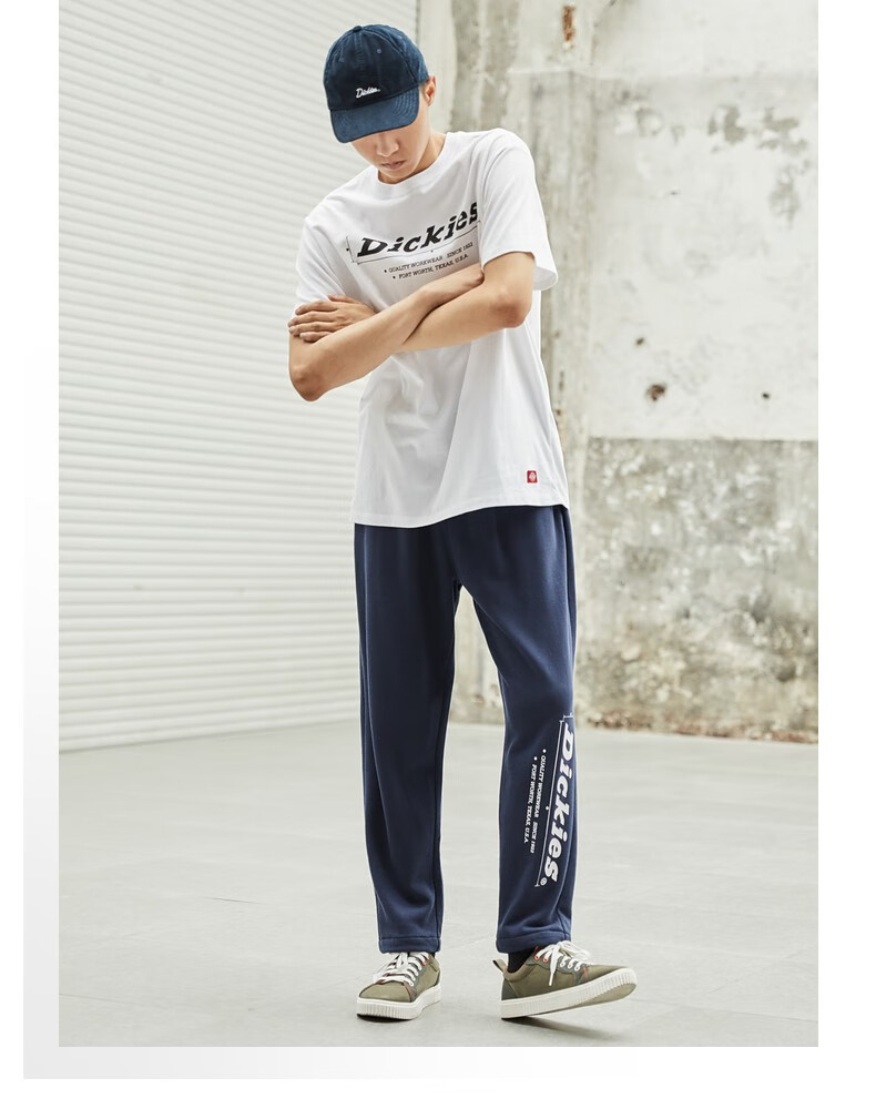 dickieslogo印花短袖t恤 男式夏季新品棉舒适宽松上衣dk008163 黑色 l