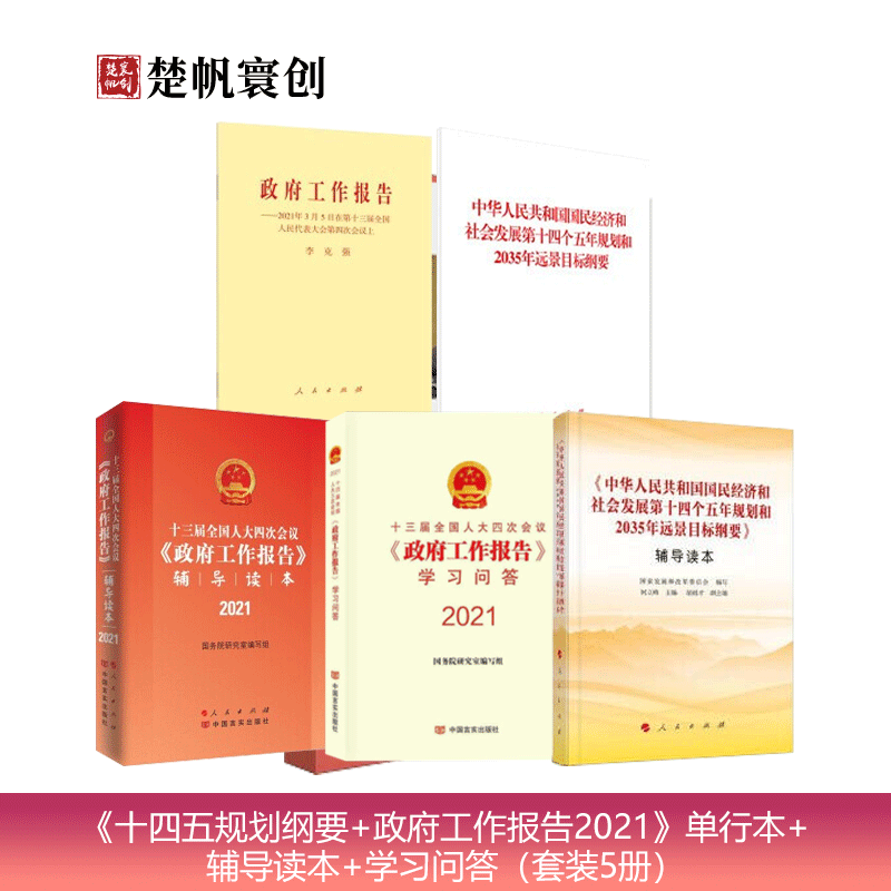 十四五规划纲要政府工作报告2021单行本辅导读本学习问答套装5册两会