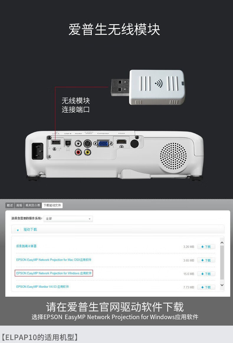 爱普生(epson)投影无线模块传输网卡传屏器 elpap11 官方标配