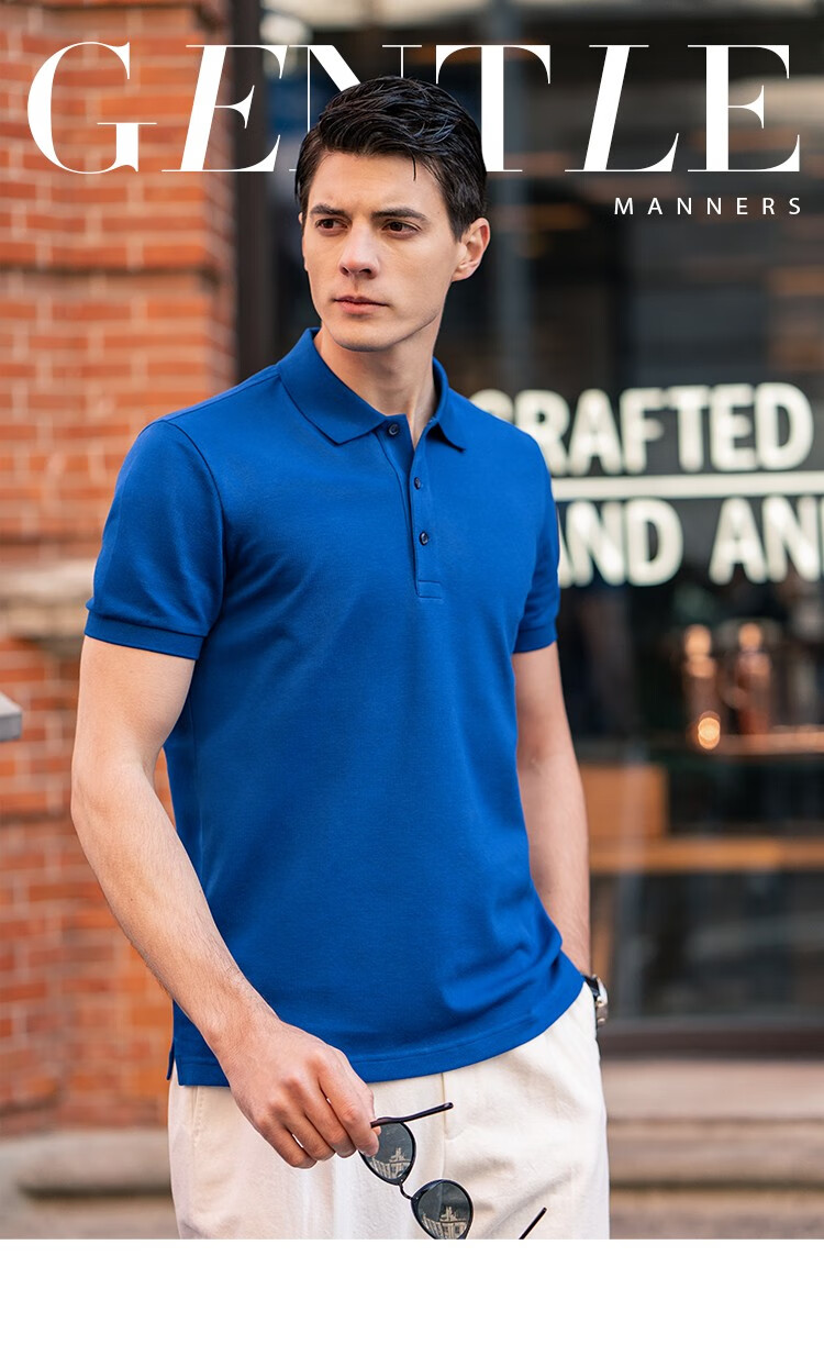 Mr.Bu T-Shirt Spring And Summer Short-Sleeve Polo Shirt, Solid Color Men's Clothing, Middle-Aged Casual Undershirt, Deep Royal Blue, L/175 1