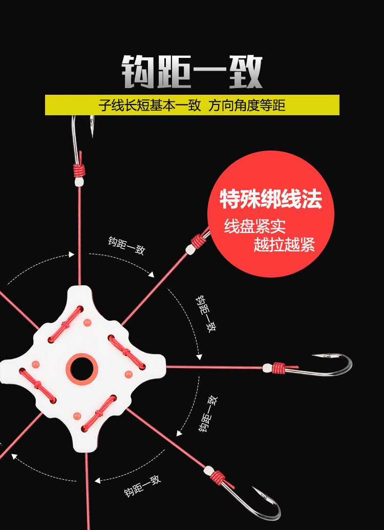 川品社 新型万向翻板钩套装新款浮钓鲢鳙盘钩海杆抛竿硬线八爪鱼钩