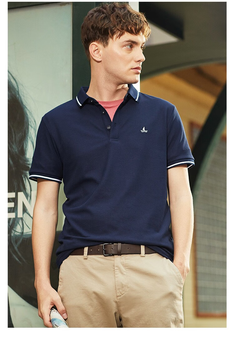 navigare意大利小帆船夏季男短袖polo衫刺绣翻领体恤大红xxxl