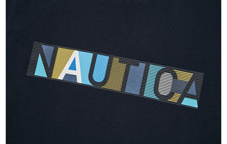 nautica诺帝卡男装夏季休闲印花logo纯棉短袖圆领t恤to0225藏青色4n