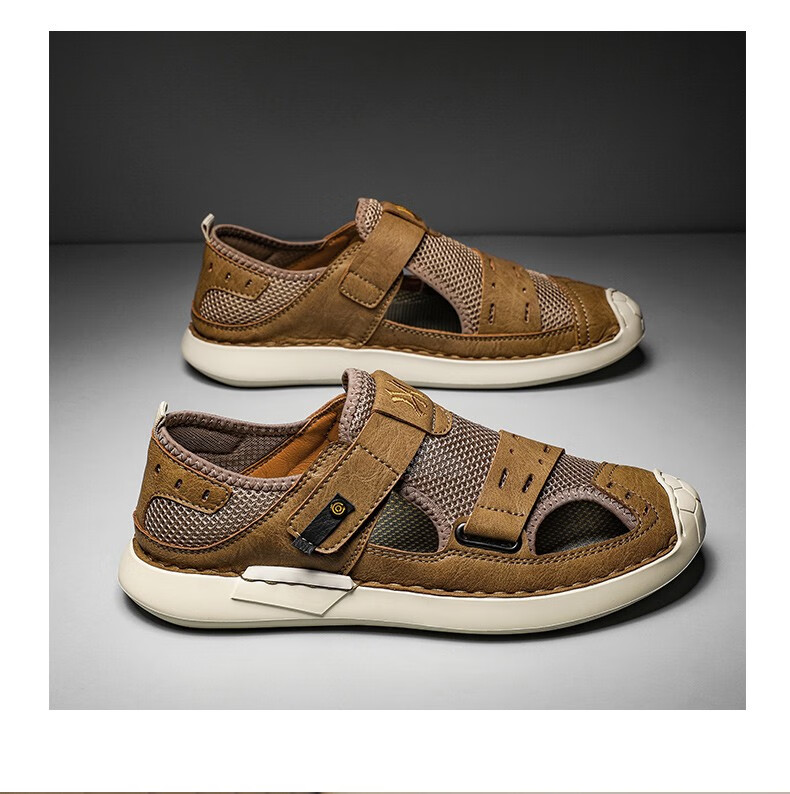 运动凉鞋男夏季包头防滑户外男士沙滩鞋外穿男鞋2022年新款潮棕色38