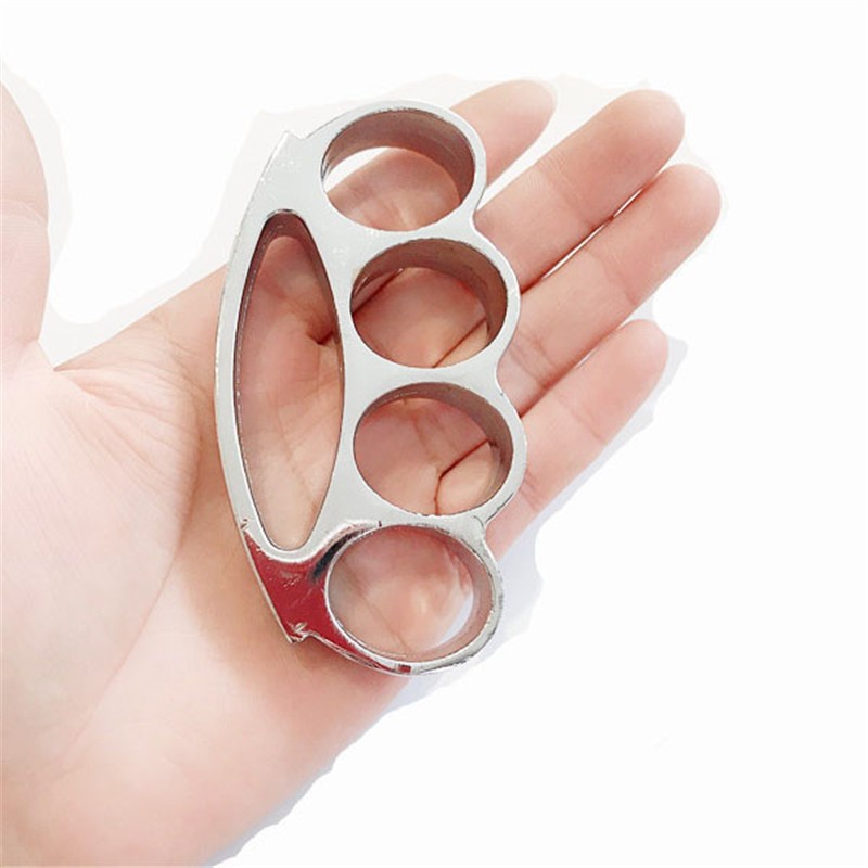 防身防狼拳扣铁拳头铁四指拳刺户外两指扣指虎救生工具 金色四号【图