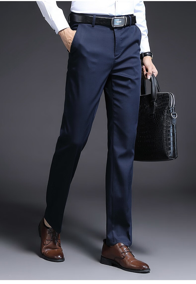 虎都男装休闲男新款修身商务休闲直筒弹力长裤抗皱免烫裤子hdzyh2103