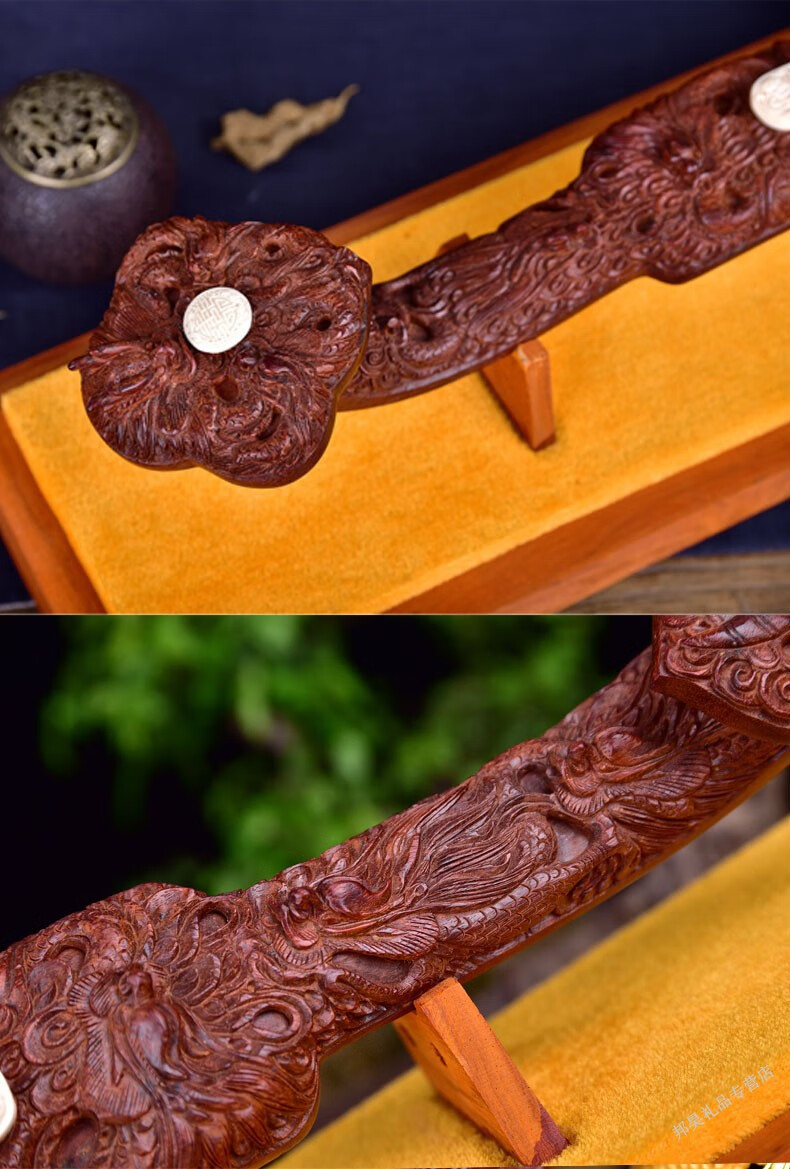 曼森雅诺 小叶紫檀木如意摆件红木实木雕刻吉祥家居客厅玄关装饰品