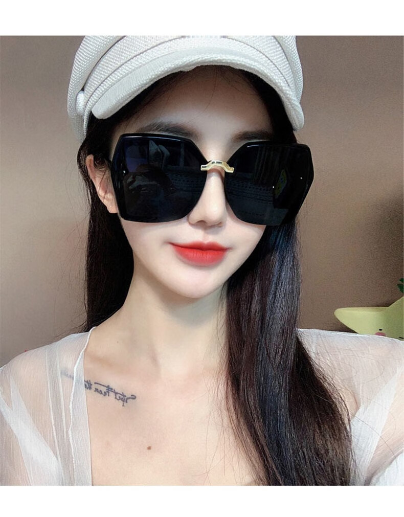 皓顿hautton太阳镜女时尚复古偏光驾驶镜大框防强光眼镜潮墨镜女黑框