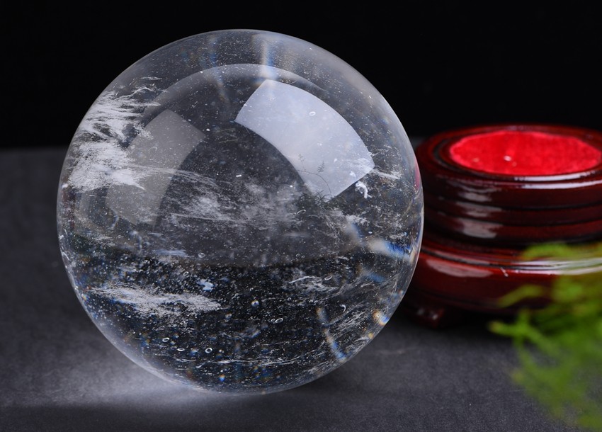 诺源开光天然白色水晶球摆件 原石高温熔炼水晶人工打磨风水球摆件