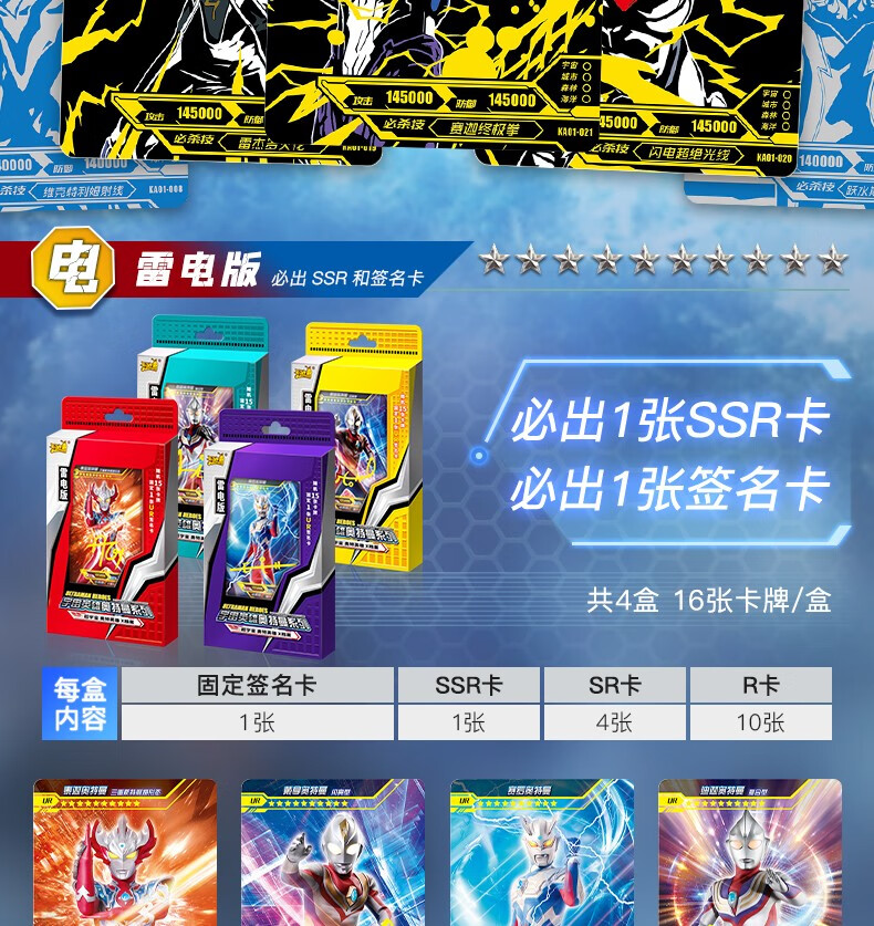 奥特曼卡片满星雷电版全套hr立体卡雷霆lgr金卡雷鸣雷光系列ur签名卡